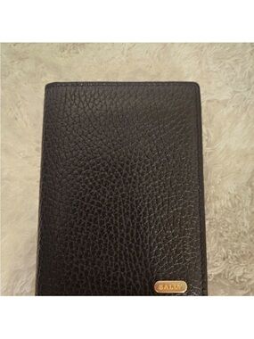 Bally Black Textured Leather Wallet with Gold Logo Plaque